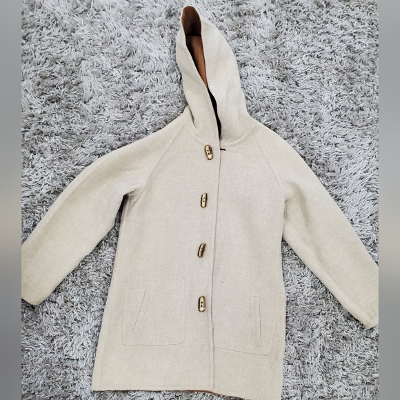 Alpaca 111 70% Baby Alpaca 30% Wool Tan Biege Reversible Coat Size M - Picture 2 of 9